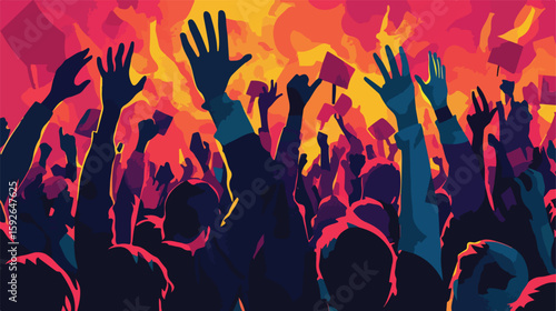 Protesters Revolution Poster Flat Vector Illustration