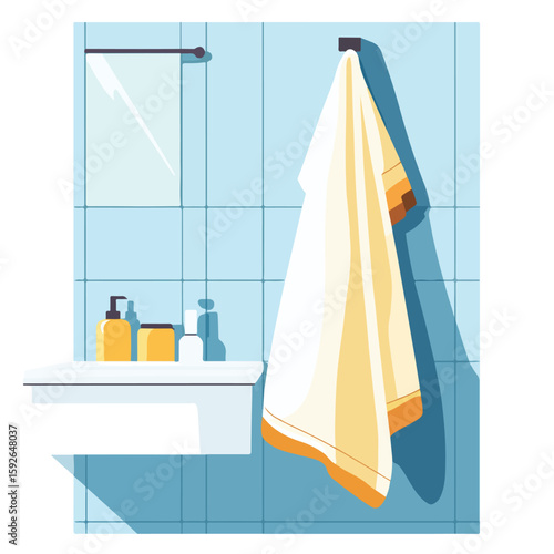 Cartoon Towel Hanging in Bathroom