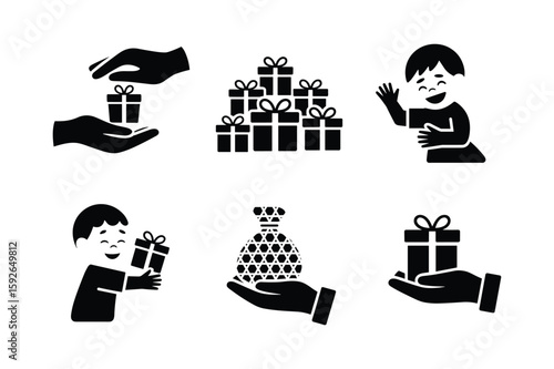 Giving gifts and receiving presents hands