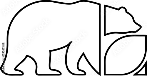 Minimal bear outline vector, great for eco logos, wildlife illustrations, camping icons, and rustic branding.