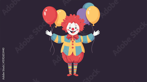Cheerful Clown Balloon Illustration
