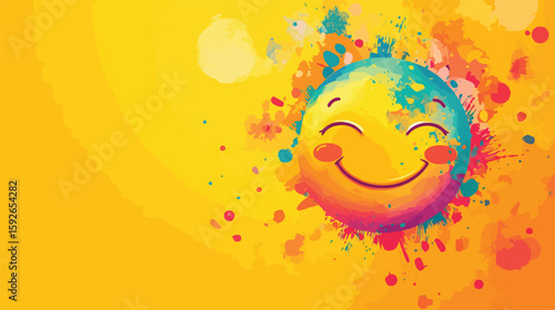 Cheerful face on yellow background