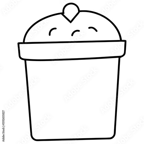 Simple line art illustration of a compost bin filled with organic materials isolated on white background