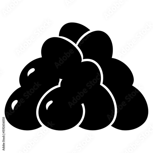 Black silhouette of a pile of freshly harvested potatoes isolated on white background