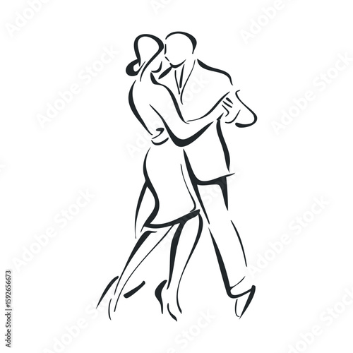 Elegant couple dancing together in a passionate embrace