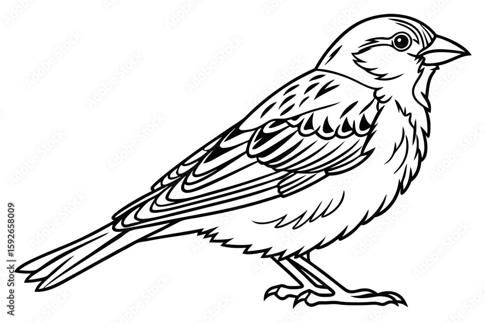 Fototapeta premium coloring page line art the sparrow black vector