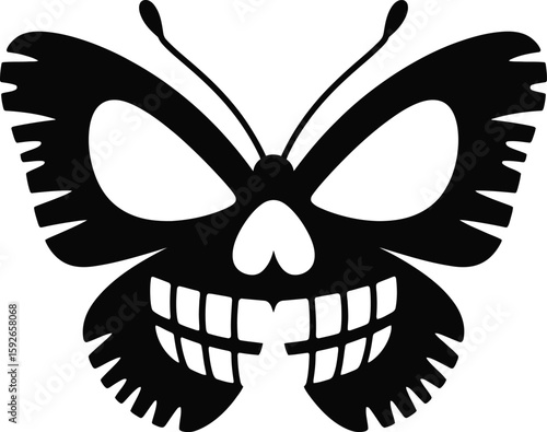 A spooky butterfly skull design for halloween or gothic themes