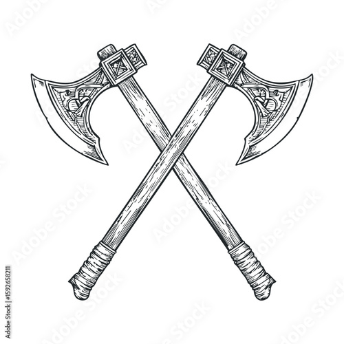 Vintage crossed axes design for rustic decor and themed events