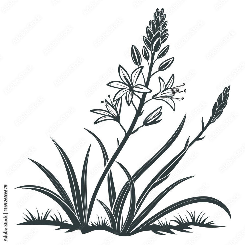 Obraz premium black and white xerophyllum asphodeloides