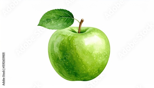 Watercolor illustration of a green apple