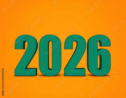 Teal 2026 on orange background