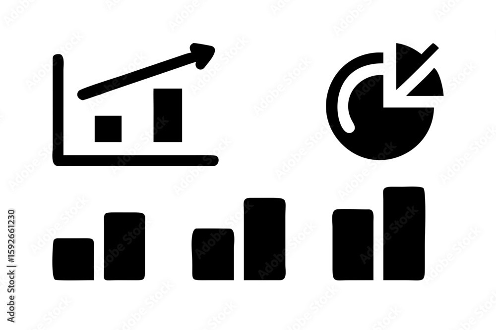 Fototapeta premium Growing graphic icon set. Outline and glyph graph bar. Profit chart graphic set 