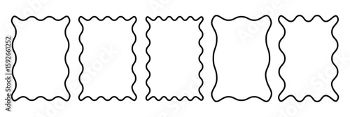 Wavy edge shapes frame box on black. Wavy edge rectangular frame box. Vector illustration.