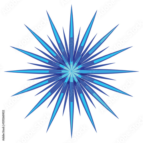 A cool vibrant blue starburst with sharp, radiating lines, conveying a sense of calm energy and modern style.