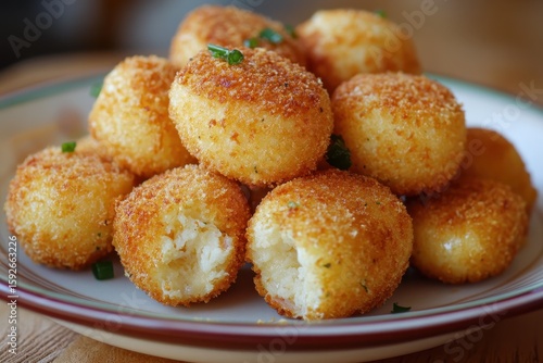 Wallpaper Mural Golden croquettes are artfully plated, Artfully plated golden croquettes on a sleek dish Torontodigital.ca