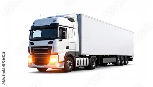 Modern white truck, isolated on white (1)