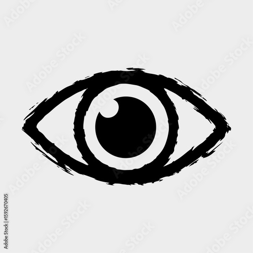 Eye icon: A simple yet powerful eye icon, boldly rendered in a minimalist, expressive style, capturing the essence of observation and insight. 