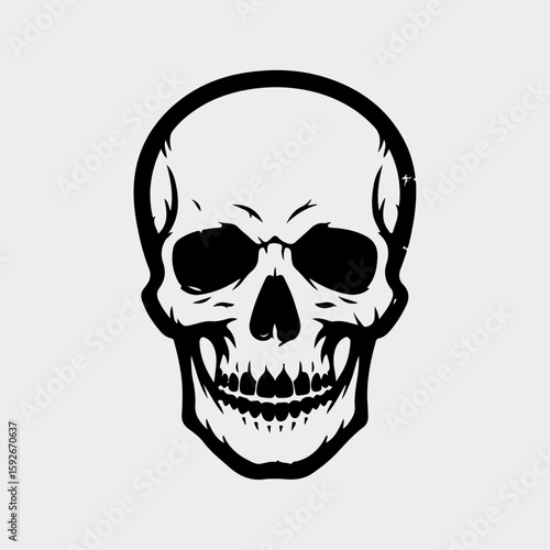 Skull Silhouette: A bold and striking silhouette of a human skull, rendered in a minimalist, stylized design that embodies both morbidity and artistic simplicity.