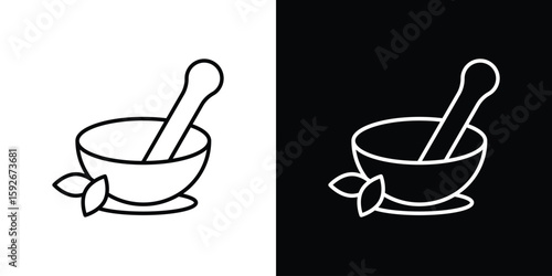 Fotografie Herbal medicine icons. Minimal vector icons pack for web