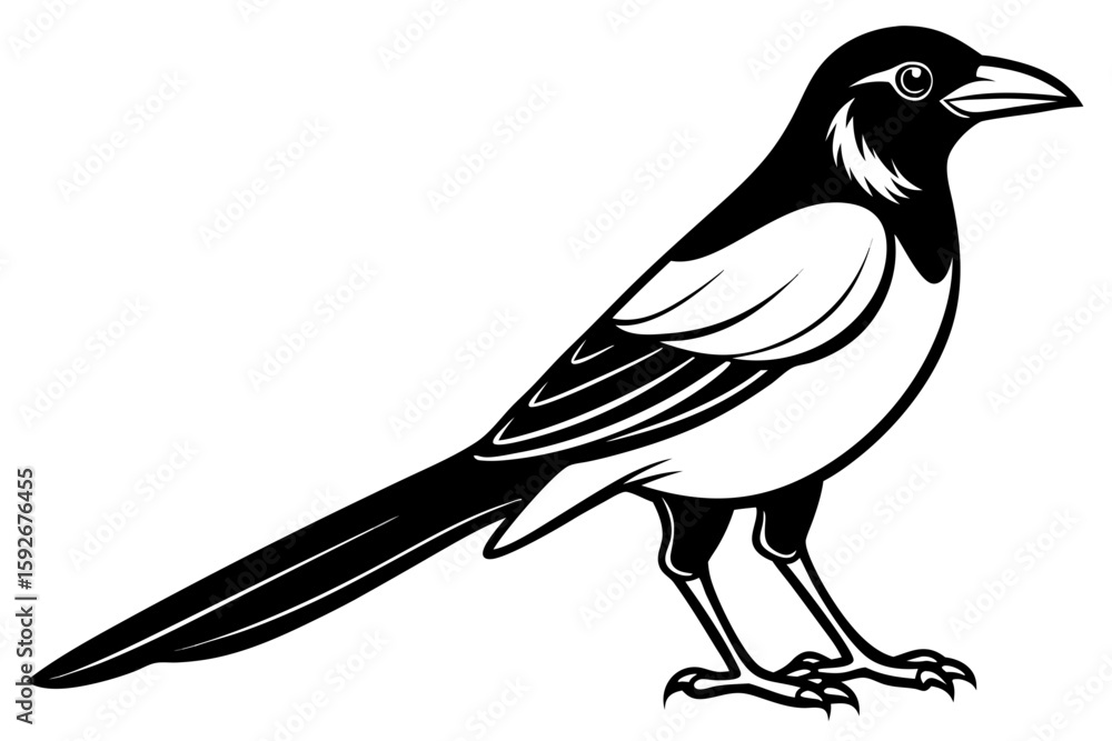 Obraz premium coloring page line art the magpie black vector