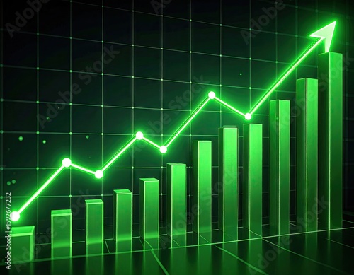 Chart showing rising green graph