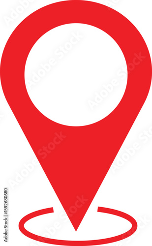 Free Download Bright red location pin icon with a circular outline on a white background - GFXLoad