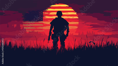 Honoring Memorial Day Soldier Silhouette