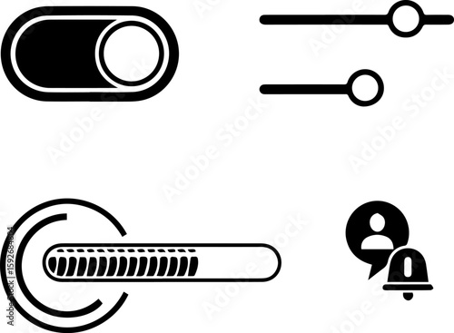 Collection of modern ui elements featuring sliders toggles and loading indicators