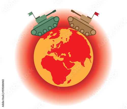 Two tanks pointing at each other on a red-hot planet earth