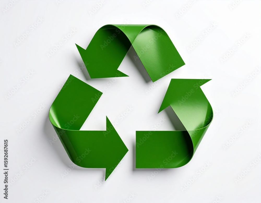 Green Recycling Symbol on Clean White Gradient Background Green Recycling Symbol on Clean White Gradient Background