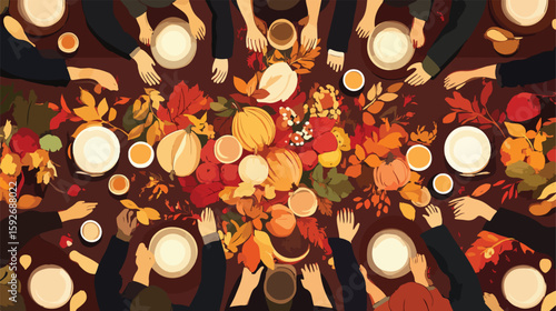Thanksgiving celebration flat vector illustration