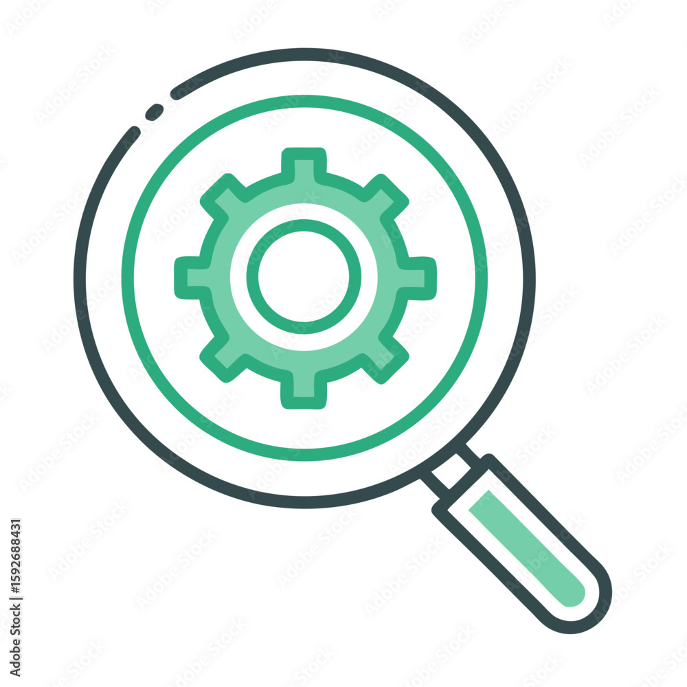 gears and magnifying glass gears and magnifying glass