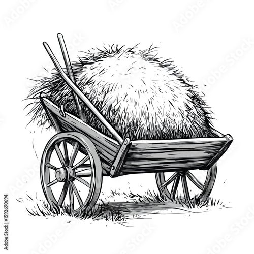 Cartoon hay and barrow illustration