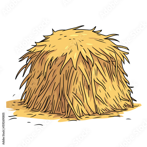 Hay Pile Cartoon Vector Illustration Hand-Drawn