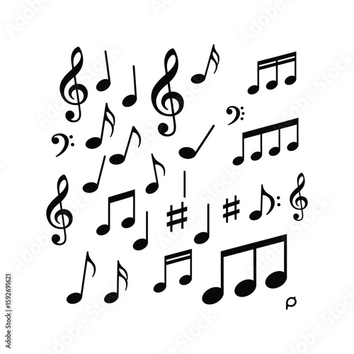 Music notes clefs and symbols Vector illustration of musical notation elements