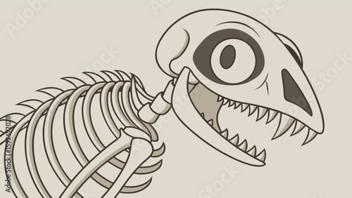 Cartoon dinosaur skeleton vector illustration for halloween and paleontology themed designs and educational resources