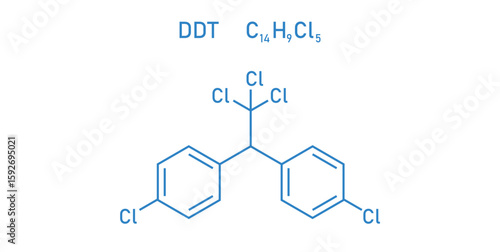 chemical structure of Dichlorodiphenyltrichloroethane DDT.