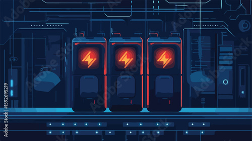 Efficient Charged Battery Flat Vector Illustration