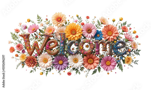 Word Welcome tex form white background 