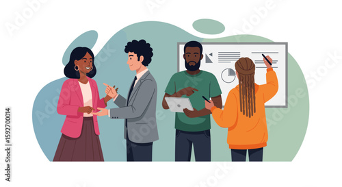 Diverse team brainstorming, perfect for website landing pages, presentations, or brochures about teamwork and collaboration.