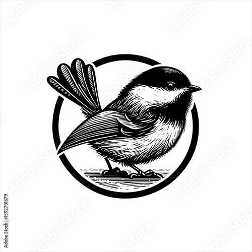 Chickadee perched on branch
