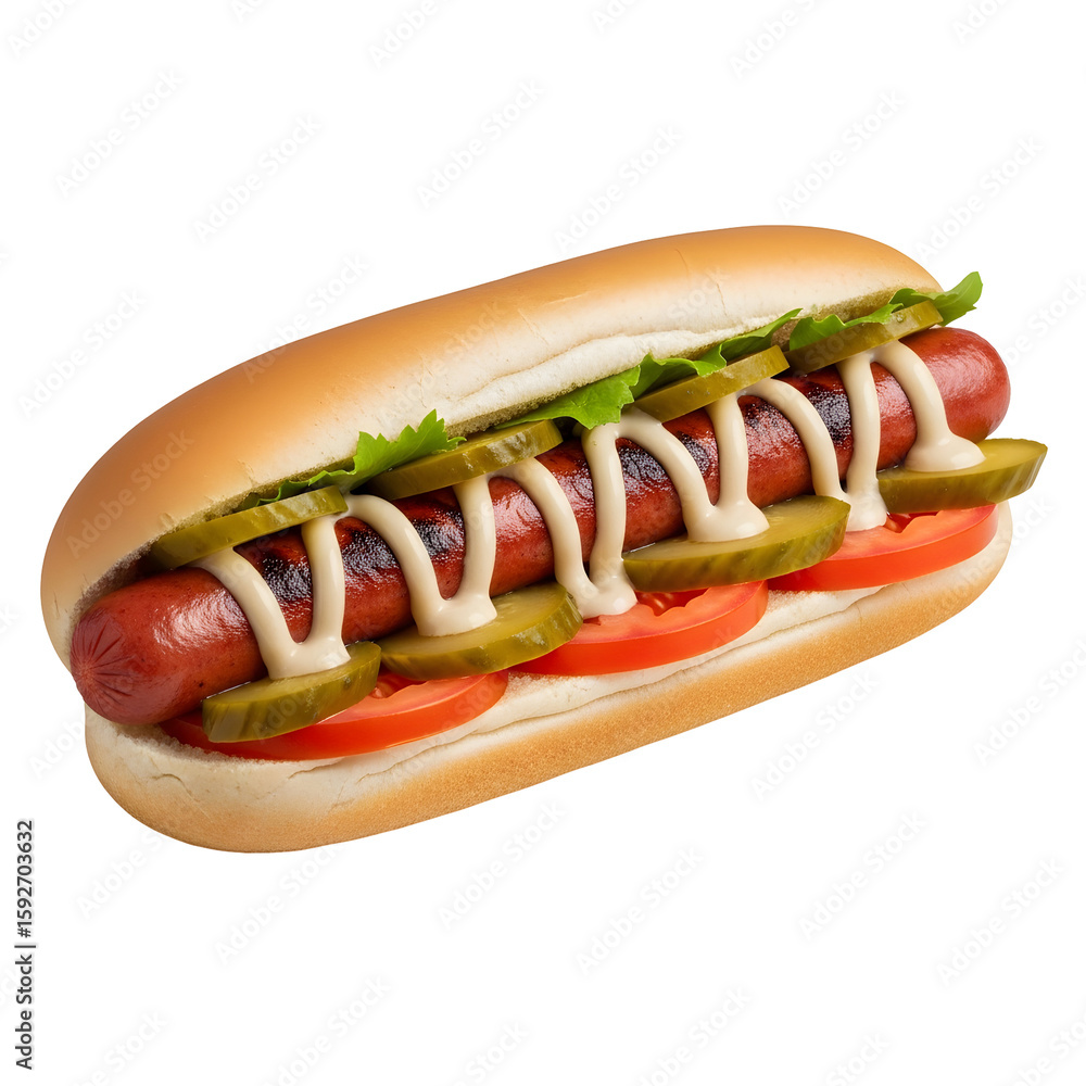 Delicious Hot Dog with Toppings and Sauce. Delicious Hot Dog with Toppings and Sauce.