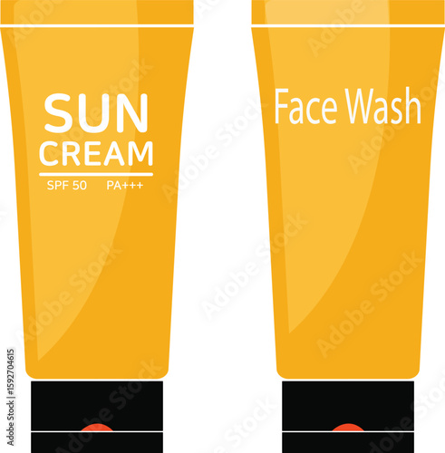 Face wash and sun cream tube vector 