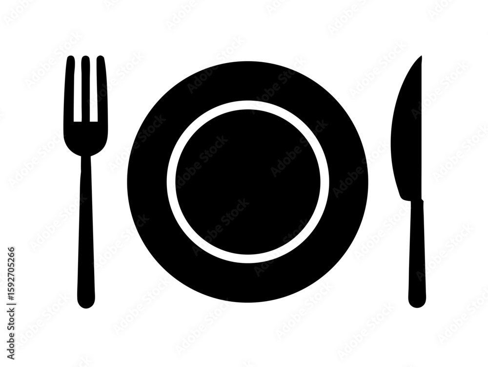Plate, fork and knife. vector art Plate, fork and knife. vector art
