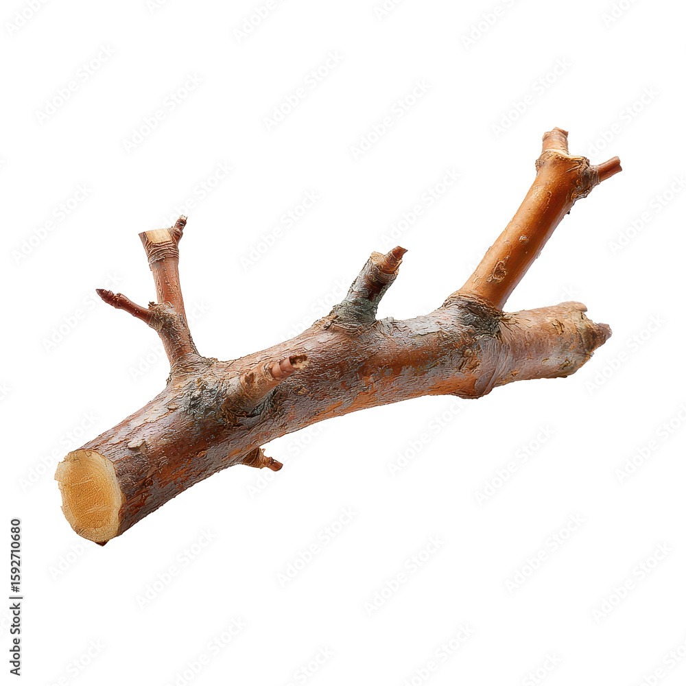 Natural wooden branch found in a forest during early morning light Natural wooden branch found in a forest during early morning light