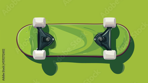 Flat Green Skateboard Sport Vector Illustration