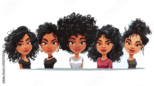 Diverse group of black women with curly hair