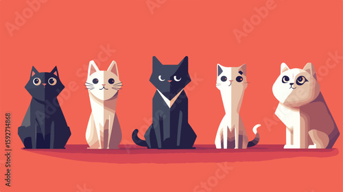 Pets and animals flat vector illustration