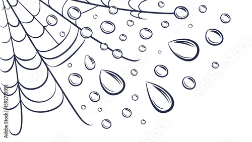 Elegant Line Art Spiderweb with Dewdrops:  Nature-Inspired Design, Clean Minimalist Style, Serene Mood.