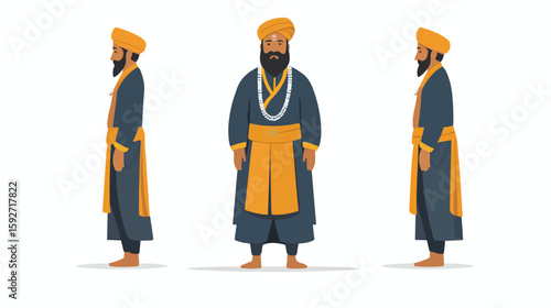 Guru Tegh Bahadur Character Vector Illustration
